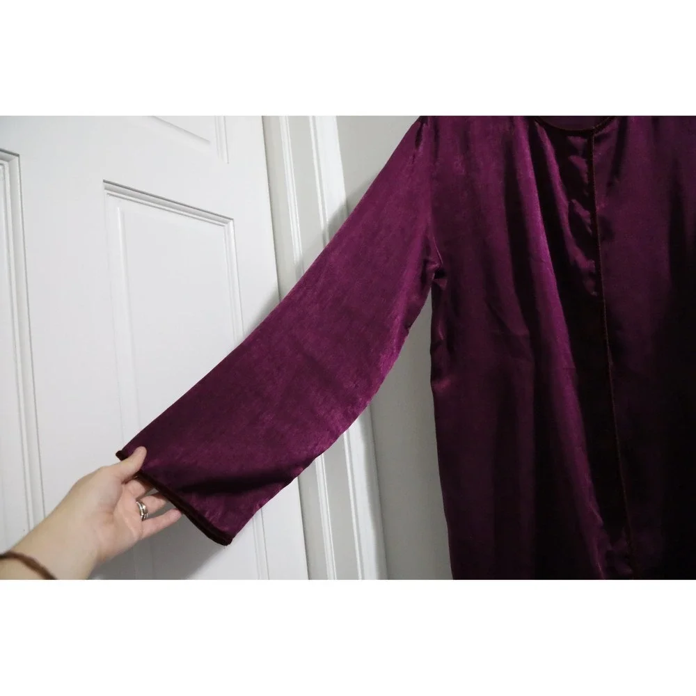 90s Victoria's Secret Plum Purple Satin‎ Sleep Shirt Long Sleeve Large